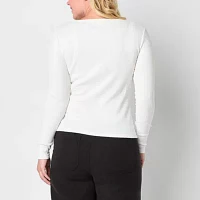 a.n.a Ribbed Womens Square Neck Long Sleeve T-Shirt