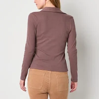 a.n.a Ribbed Womens Long Sleeve Polo Shirt