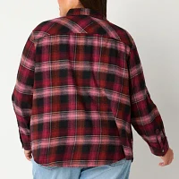 a.n.a Plus Plaid Womens Long Sleeve Blouse