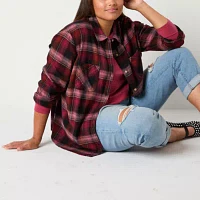 a.n.a Plus Plaid Womens Long Sleeve Blouse