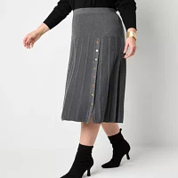 Liz Claiborne Womens Midi A-Line Skirt-Plus