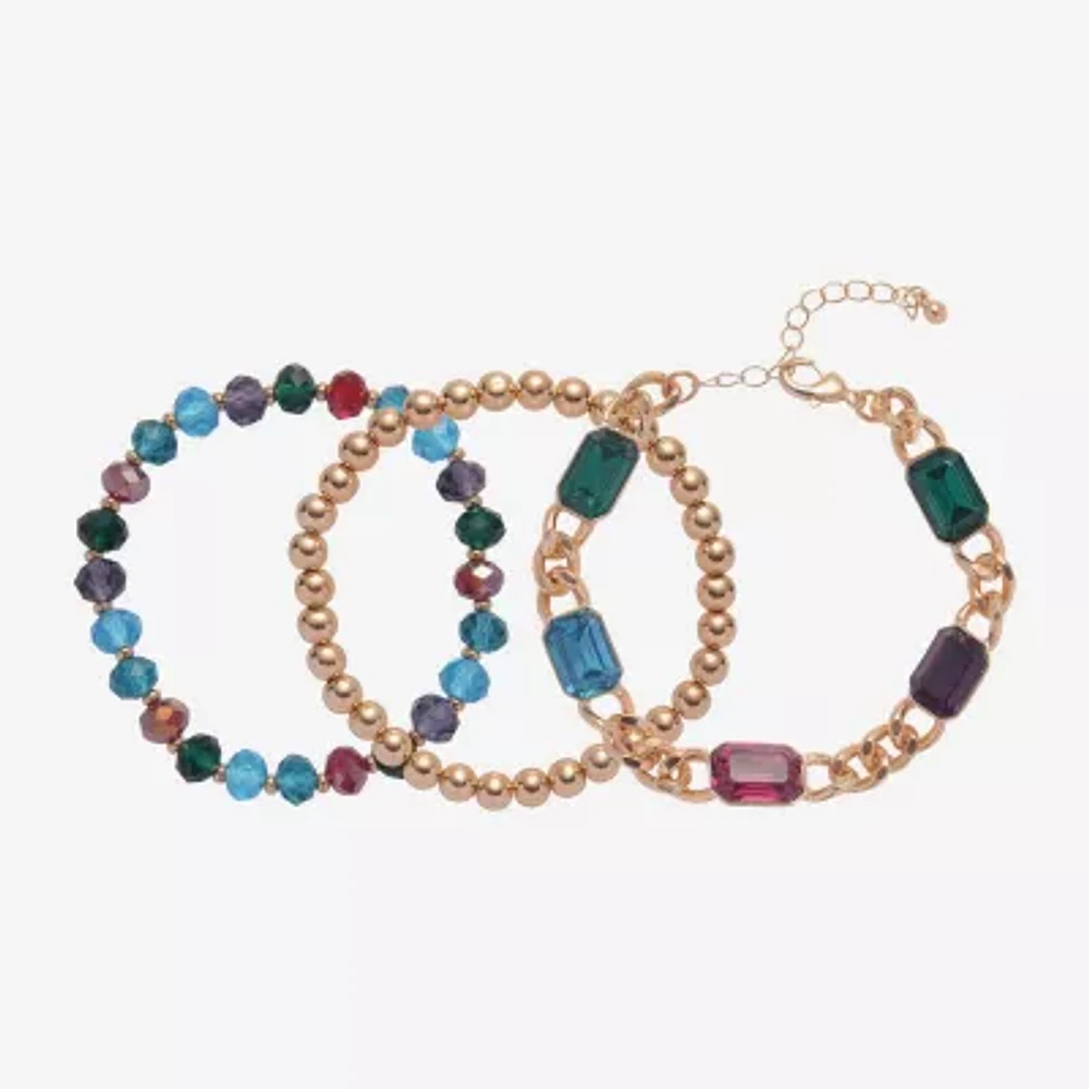 Mixit Gold Tone 3-pc. 7 Inch Curb Bracelet Set