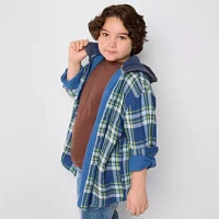 Thereabouts Little & Big Boys Hooded Long Sleeve Flannel Shirt