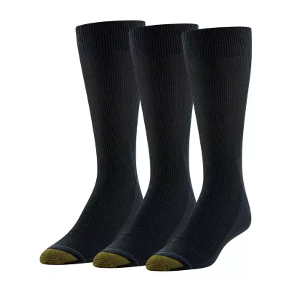 Gold Toe Cotton Metropolitan Dress 3 Pair Crew Socks Mens