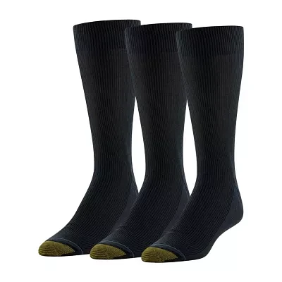 Gold Toe Cotton Metropolitan Dress 3 Pair Crew Socks Mens