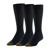 Gold Toe Cotton Metropolitan Dress 3 Pair Crew Socks Mens