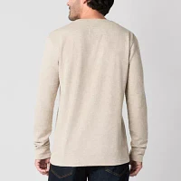 St. John's Bay Waffle Mens Henley Neck Long Sleeve Classic Fit Thermal Top