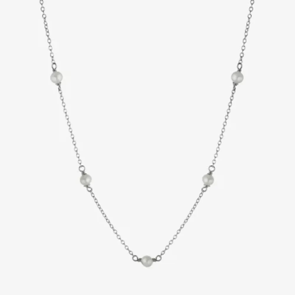 Silver Treasures Cultured Freshwater Pearl Sterling Silver 16 Inch Cable  Strand Necklace | Plaza Las Americas