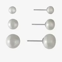 Silver Treasures Cultured Freshwater Pearl 3 Pair Earring Set