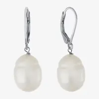 Silver Treasures Cultured Freshwater Pearl Sterling Silver Drop Earrings