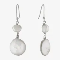 Silver Treasures Cultured Freshwater Pearl Sterling Silver Drop Earrings