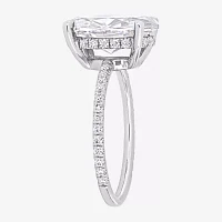 Womens Lab Created White Moissanite 10K Gold Solitaire Engagement Ring