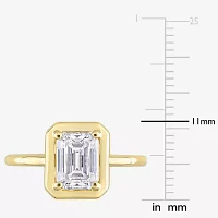 Womens Lab Created White Moissanite 10K Gold Solitaire Engagement Ring