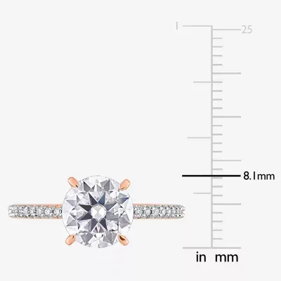 Womens 1/10 CT. T.W. Lab Created White Moissanite 14K Rose Gold Solitaire Engagement Ring