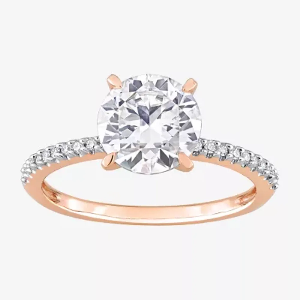 Womens 1/10 CT. T.W. Lab Created White Moissanite 14K Rose Gold Solitaire Engagement Ring