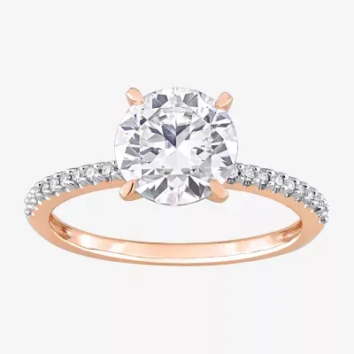 Womens 1/10 CT. T.W. Lab Created White Moissanite 14K Rose Gold Solitaire Engagement Ring