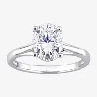 Womens Lab Created White Moissanite 14K Gold Solitaire Engagement Ring