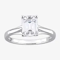 Womens Lab Created White Moissanite 14K Gold Solitaire Engagement Ring