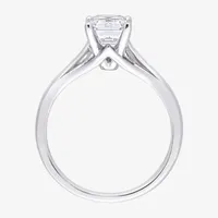 Womens Lab Created White Moissanite 14K Gold Solitaire Engagement Ring