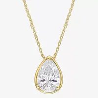 Womens Lab Created White Moissanite 10K Gold Pendant Necklace