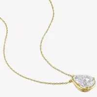 Womens Lab Created White Moissanite 10K Gold Pendant Necklace