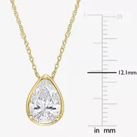 Womens Lab Created White Moissanite 10K Gold Pendant Necklace