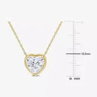 Womens Lab Created White Moissanite 10K Gold Heart Pendant Necklace