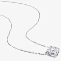 Womens Lab Created White Moissanite 14K White Gold Round Pendant Necklace