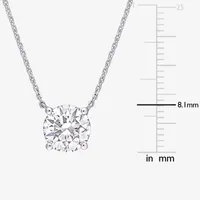 Womens Lab Created White Moissanite 14K White Gold Round Pendant Necklace