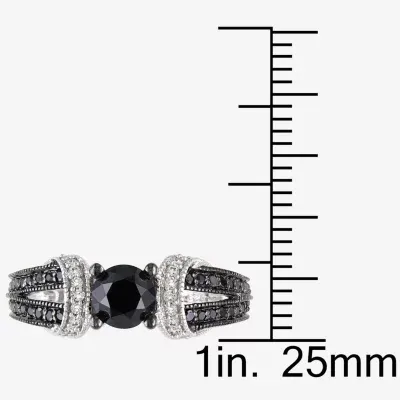 Midnight Black Womens 1 CT. T.W. Mined Diamond Sterling Silver Cocktail Ring