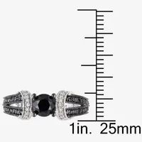 Midnight Black Womens 1 CT. T.W. Natural Diamond Sterling Silver Cocktail Ring