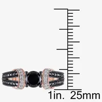 Midnight Black Womens 1 CT. T.W. Natural Diamond 10K Rose Gold Cocktail Ring