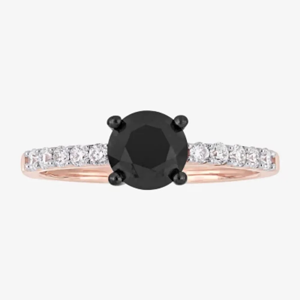 Midnight Black Womens 1 1/4 CT. T.W. Natural Diamond 14K Rose Gold Round Engagement Ring