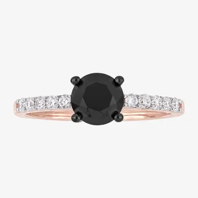 Midnight Black Womens 1 1/4 CT. T.W. Natural Diamond 14K Rose Gold Round Engagement Ring