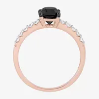 Midnight Black Womens 1 1/ CT. T.W. Natural Diamond 14K Rose Gold Round Engagement Ring