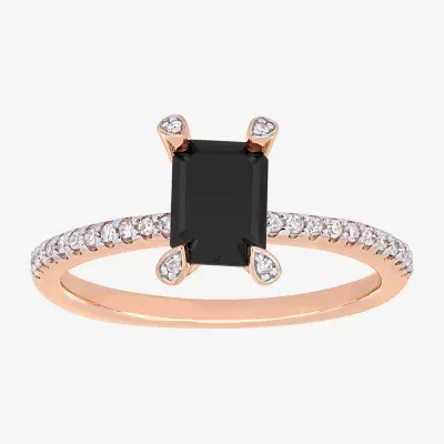 Midnight Black Womens 1 1/10 CT. T.W.  Natural Diamond 10K Rose Gold Engagement Ring