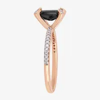 Midnight Black Womens 1 1/10 CT. T.W.  Natural Diamond 10K Rose Gold Engagement Ring