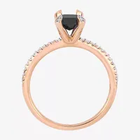 Midnight Black Womens 1 1/10 CT. T.W.  Natural Diamond 10K Rose Gold Engagement Ring