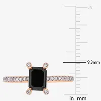 Midnight Black Womens 1 1/10 CT. T.W.  Natural Diamond 10K Rose Gold Engagement Ring