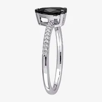 Midnight Black Womens 1 1/10 CT. T.W.  Natural Diamond 14K White Gold Pear Engagement Ring