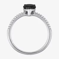 Midnight Black Womens 1 1/10 CT. T.W.  Natural Diamond 14K White Gold Pear Engagement Ring