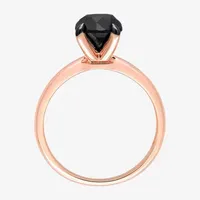 Midnight Black Womens 2 CT. T.W. Natural Diamond 10K Rose Gold Round Solitaire Engagement Ring