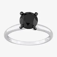 Midnight Black Womens 2 CT. T.W. Natural Diamond 10K Gold Round Solitaire Engagement Ring