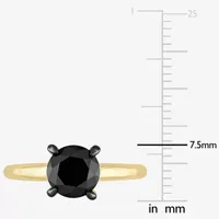 Midnight Black Womens 2 CT. T.W. Natural Diamond 10K Gold Round Solitaire Engagement Ring