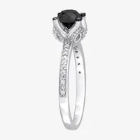 Midnight Black Womens CT. T.W. Natural Diamond 14K Gold Round Engagement Ring