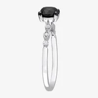 Midnight Black Womens 1 1/10 CT. T.W.  Natural Diamond 10K White Gold Round Engagement Ring