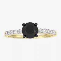 Midnight Black Womens 1 1/4 CT. T.W. Natural Diamond 14K Gold Round Engagement Ring