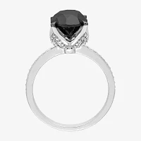 Midnight Black Womens CT. T.W. Natural Diamond 14K White Gold Round Engagement Ring