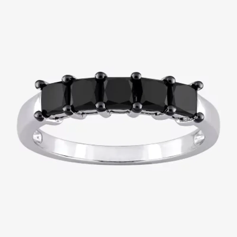 Midnight Black 2MM 1 1/4 CT. T.W. Natural Diamond 10K White Gold 5-Stone Anniversary Band
