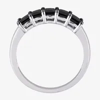 Midnight Black 2MM 1 1/4 CT. T.W. Natural Diamond 10K White Gold 5-Stone Anniversary Band